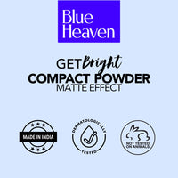 Blue Heaven Get Bright All Skin Compact Powder For Women With Spf Sun Protection, Non Sticky, Oil Free, Matte Finish Light Weight Formula, Caramel,16 Grams