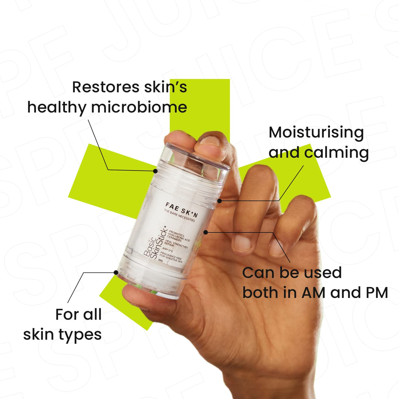 FAE Beauty Probiotic Serum In A Stick With Ceramides, Hyaluronic Acid & Probiotics | Strengthens & Repairs Skin Barrier | Non-Sticky, Cooling, Lightweight Formulation | For All Skin Types | Vegan