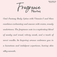 THE LOVE CO. Oud Fantasy Body Lotion - Nourishing Moisturizer Cream for Dry Skin - Suitable for Men and Women with Jojoba Oil, Shea Butter & Vitamin E - 250ml