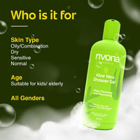 Rivona Naturals Aloe Vera Shower Gel | Aloe Vera + Neem | Cleansing and Nourishing| for Men & Women |All Skin types |250 ml (Pack 2)