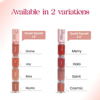 Milagro Beauty Quad Squad 2.0, Matte Liquid Lipstick 4 Shades In 1, Intense Color, Long-Lasting, Moisturizing & Non-Drying, Smudge-Proof & Waterproof (4Ml)