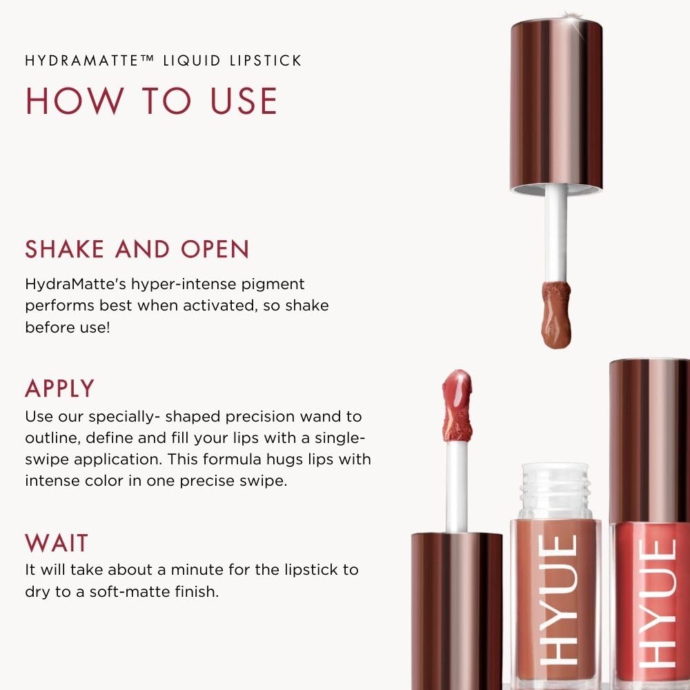 HYUE HydraMatte™ Liquid Lipstick | Barely Bold Bundle: Mauve-licious, Terracotta-Tease, Spicy Tan | 2.2 ml x 3 | Soft-Matte Long-Wear | With Jojoba, Almond & Gooseberry Extracts | Precision Applicator