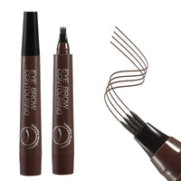 LUXENWELL Eyebrow Contouring Pen, Waterproof Microblading Eyebrow Pencil with 4-Prong Micro-Fork-Tip Applicator, Liquid Eyebrow Pencils for women Creates Natural Looking Brows Effortlessly (BROWN)