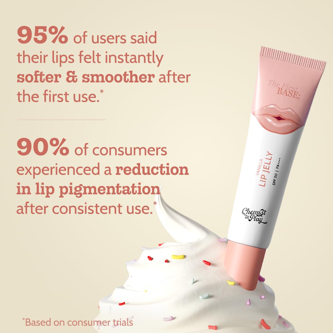 Chemist At Play Vanilla Tinted Lip Balm for Dark, Dry, Chapped and Pigmented Lips| Gives 24 hours moisturization| SPF 50 PA+++| For Women & Men| Has 2% Kojic Acid, Hyaluronic Acid, ceramides & Peptides| 10gms