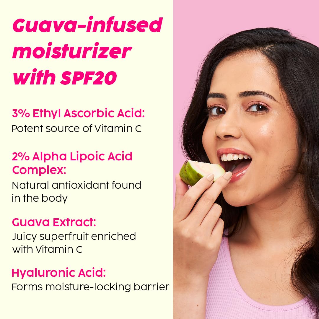 PLIX - THE PLANT FIX Guava Glow Smoothie Moisturizer For Brighter Skin (50g) | With Vitamin C & ALA | Face Cream For Even-tone Skin, Promotes Hydration | For Men & Women