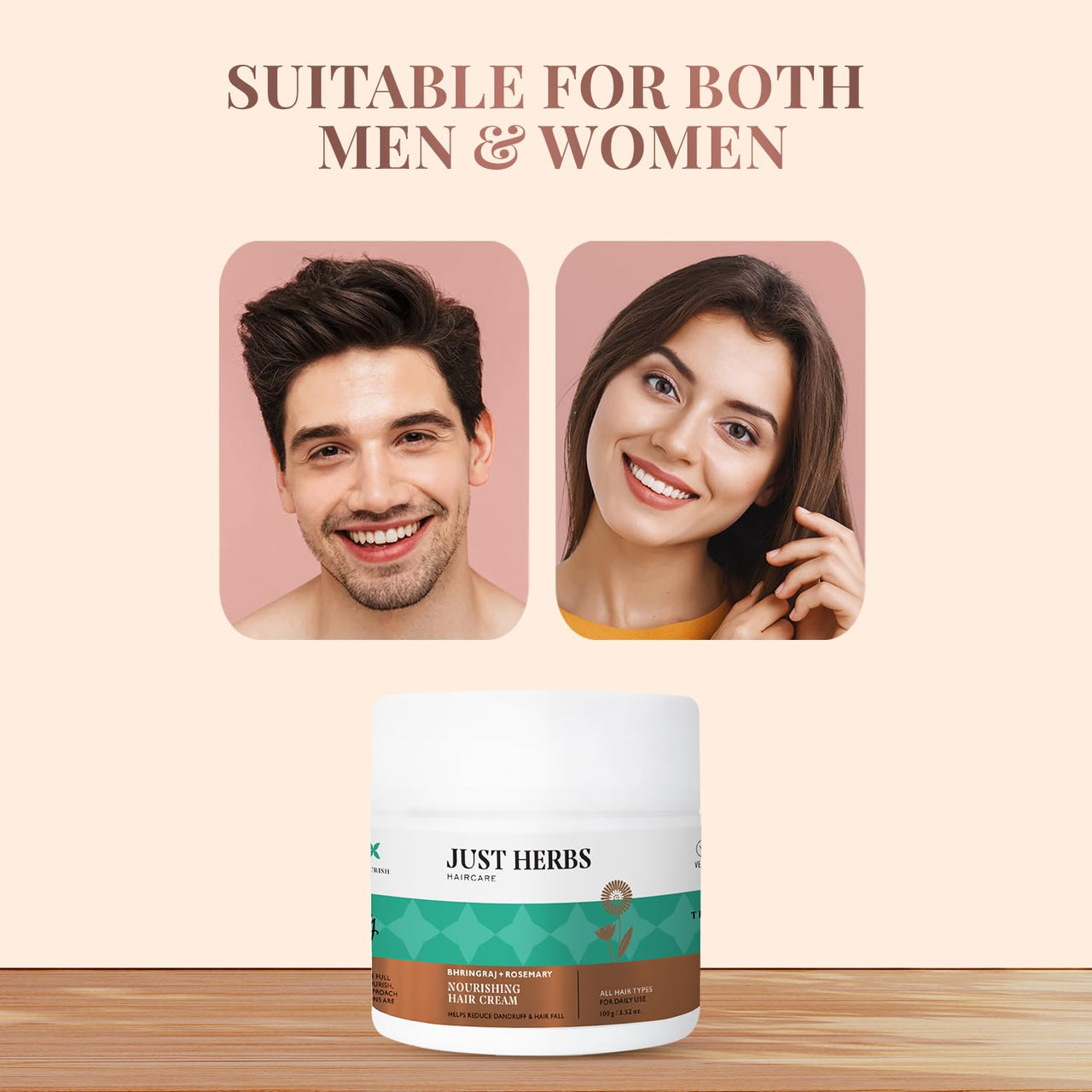 Just Herbs Nourishing Hair Cream for Men & Women with Bhringraj & Rosemary, Helps Reduce Dandruff and Hairfall 100 g