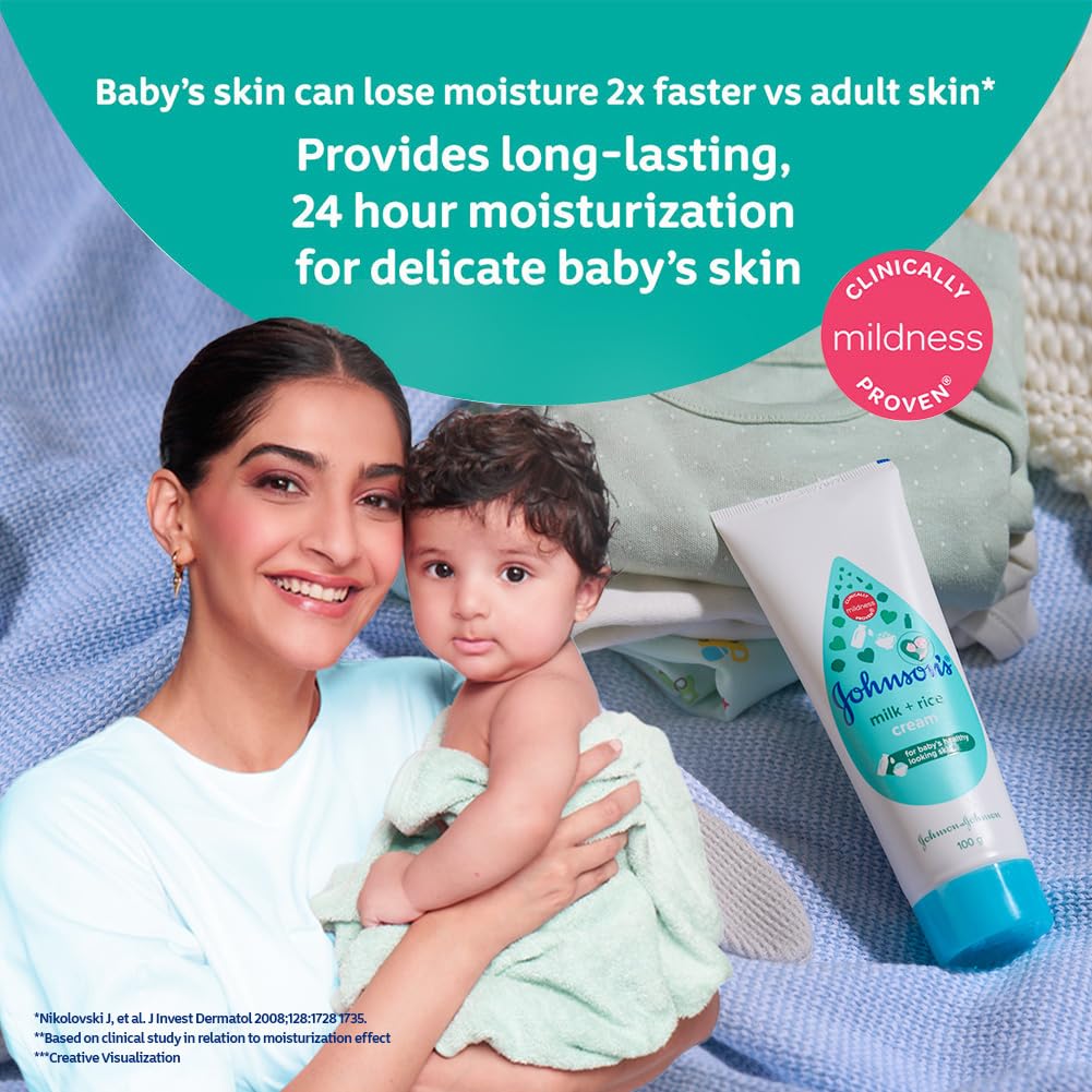 Johnson's Baby Milk and Rice Cream for Summer, 100g