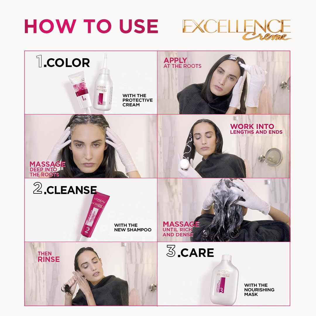 L'Oréal Paris Permanent Hair Colour, Radiant At-Home Hair Colour with up to 100% Grey Coverage, Pro-Keratin, Up to 8 Weeks of Colour, Excellence Crème, 3.16 Burgundy, 72ml+100g (Pack of 2)