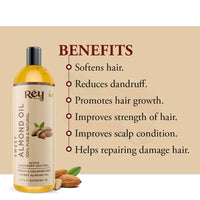 Rey Naturals Almond Oil & Castor Oil For Hair Growth, Hair Fall Control & Hydrated Scalp (Arandi Ka Tel, Badam Oil) - 200ml*2 | Cold Pressed Oil For Healthy Hair | Herbal Hair Oil For Men & Women