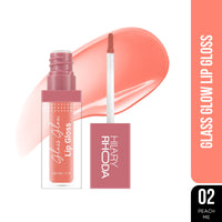Hilary Rhoda Glass Glow Lip Gloss | Nourishing & Hydrating Lip Gloss | Sheer Coverage | High Shine | Juicy & Plump Lips | Glides on Smoothly | 5ml (Peach Me - Shade 02)