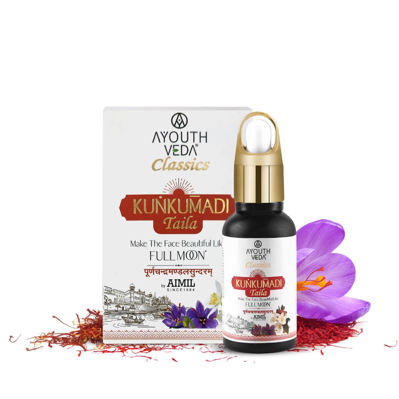 Ayouthveda Kunkumadi Taila Facial Oil For Naturally Glowing Skin | For Damage Skin With Pure Saffron & Herbs (Pack Of 1-30ml)