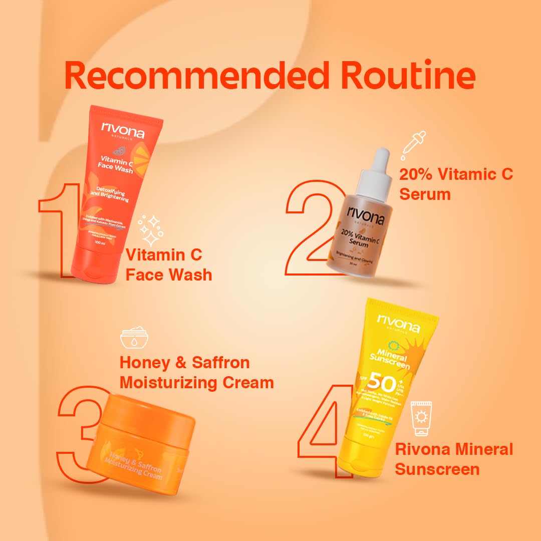 Rivona Naturals Vitamin C Face Wash With Niacinamide & Orange, Kakadu plum| For Women & Men 200ml- Toxin-Free & Oil-Free Face Wash for Acne-Prone, Dry & Oily Skin