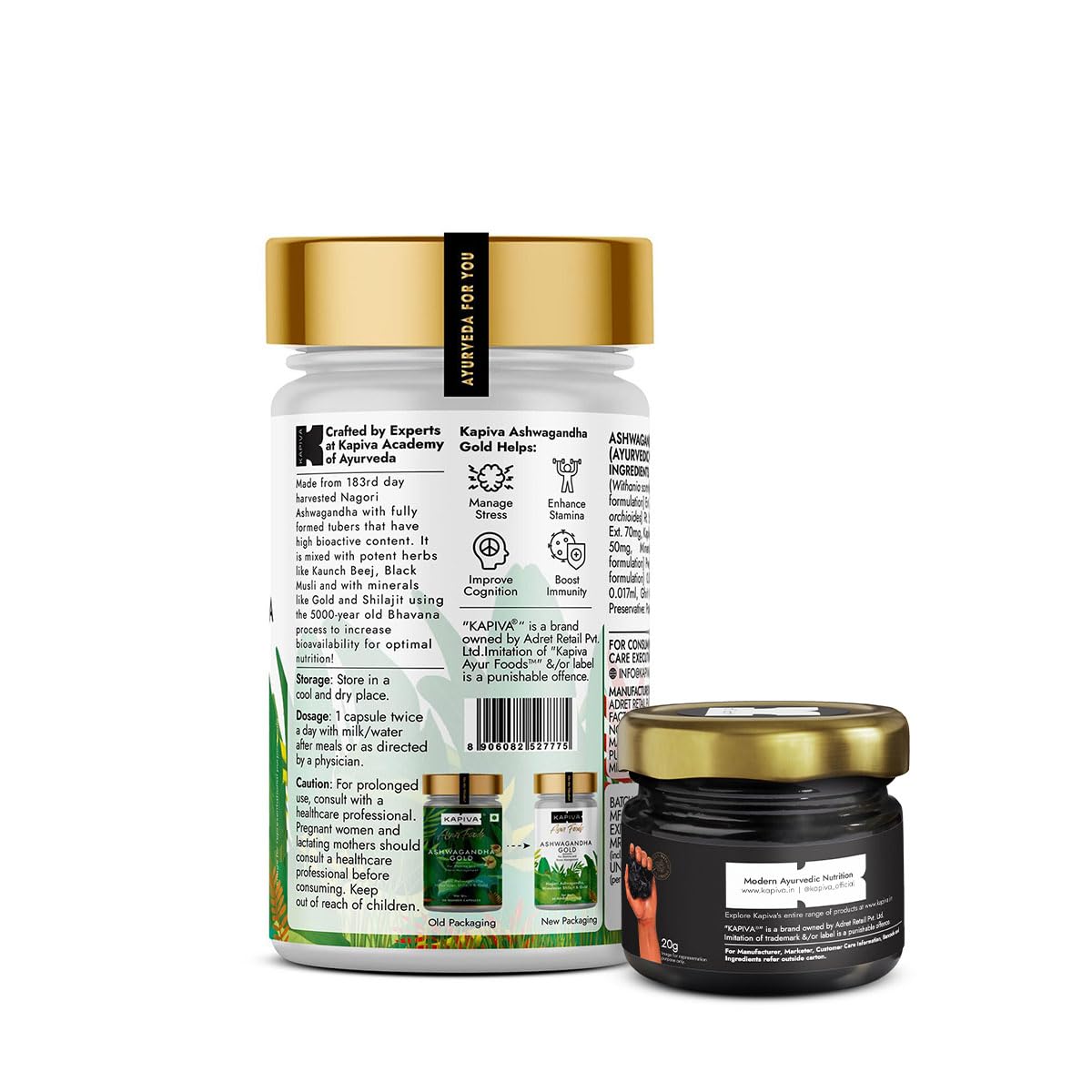 Kapiva Himalayan Shilajit + Ashwagandha Gold|Boost Stamina&De-Stress|Natural&Ayurvedic,Tablet