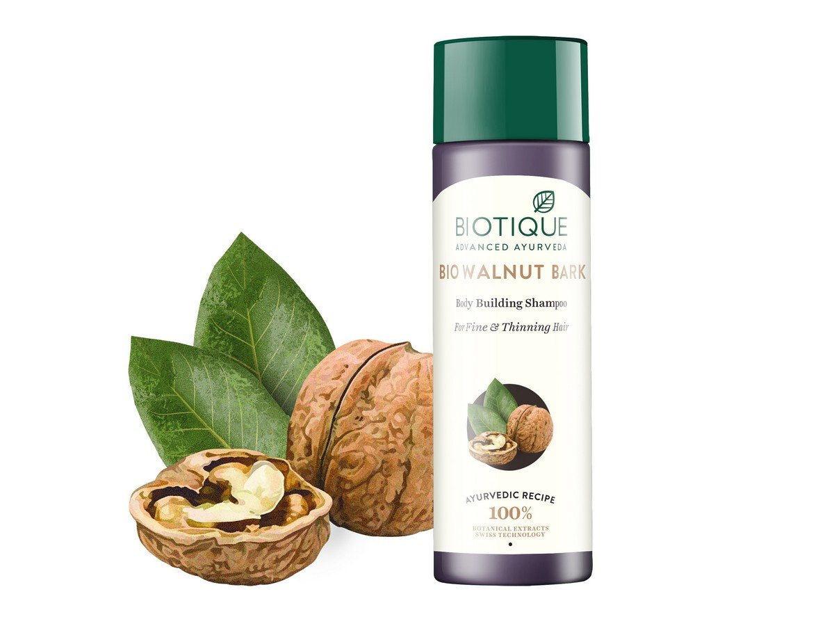 Biotique Bio Neem Purifying Face Wash, 200ml & Bio Walnut Bark Fresh Lift Body Building Shampoo For Fine & Thinning Hair, 190ml