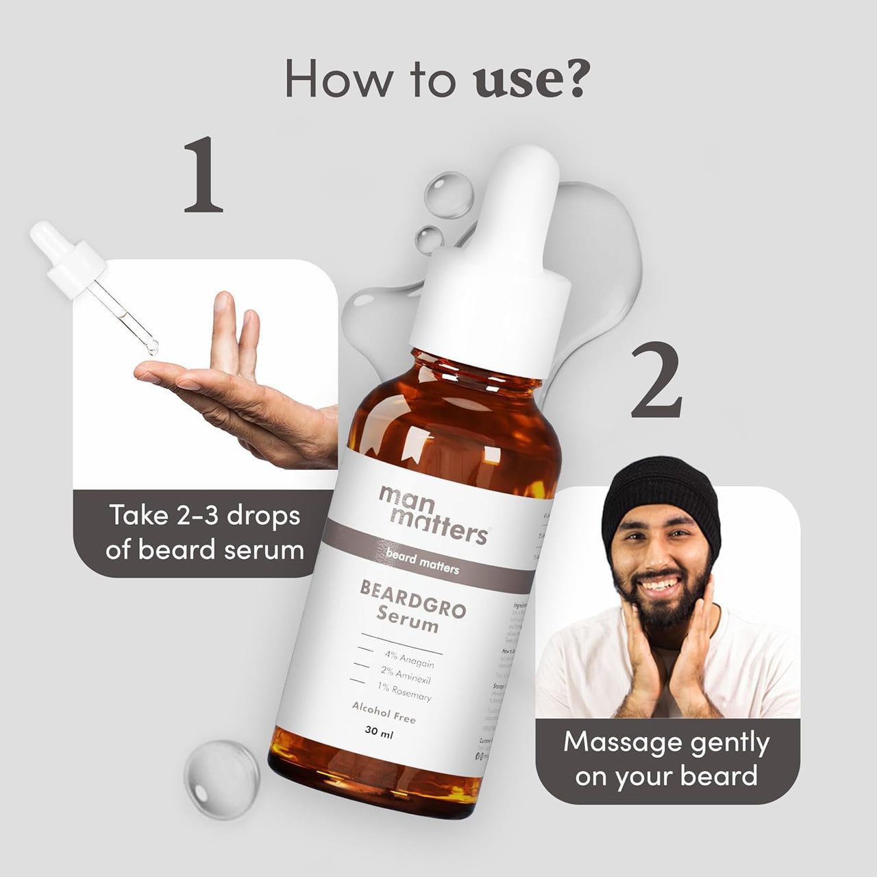 Man Matters BeardGro Oil-In-Serum With Beard Gummies 30N | Anagain, Aminexil & Rosemary | Biotin & Creatine | Reactivates Hair Cells, Improves Beard Density & Promotes Thicker Growth