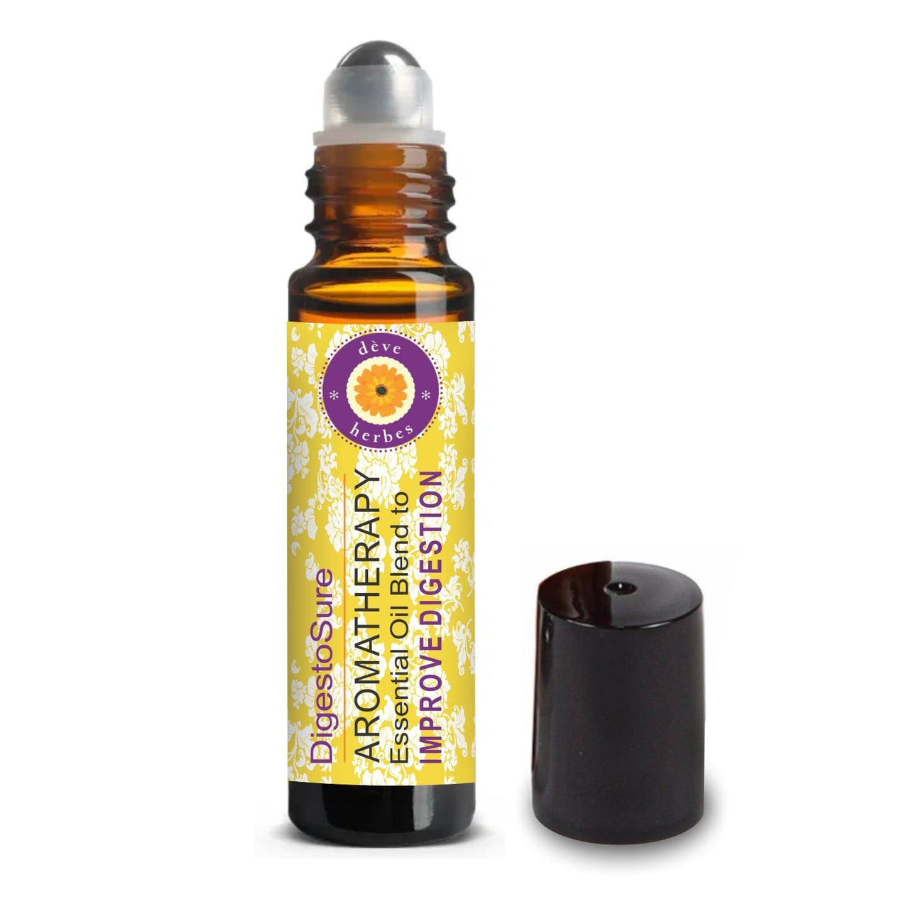 Deve Herbes IMPROVE DIGESTION - DigestoSure - Aromatherapy Essential Oil Blend of Fennel Seed, Dill Seed, Lemon, Spearmint, Lemongrass & Ginger Essential Oils 10ml