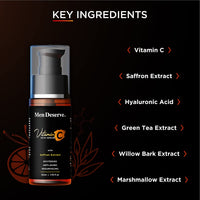 Men Deserve Vitamin C Skin Serum enriched with Saffron Extract for Whitening, Anti-Aging and Resurfacing the skin. 50ml