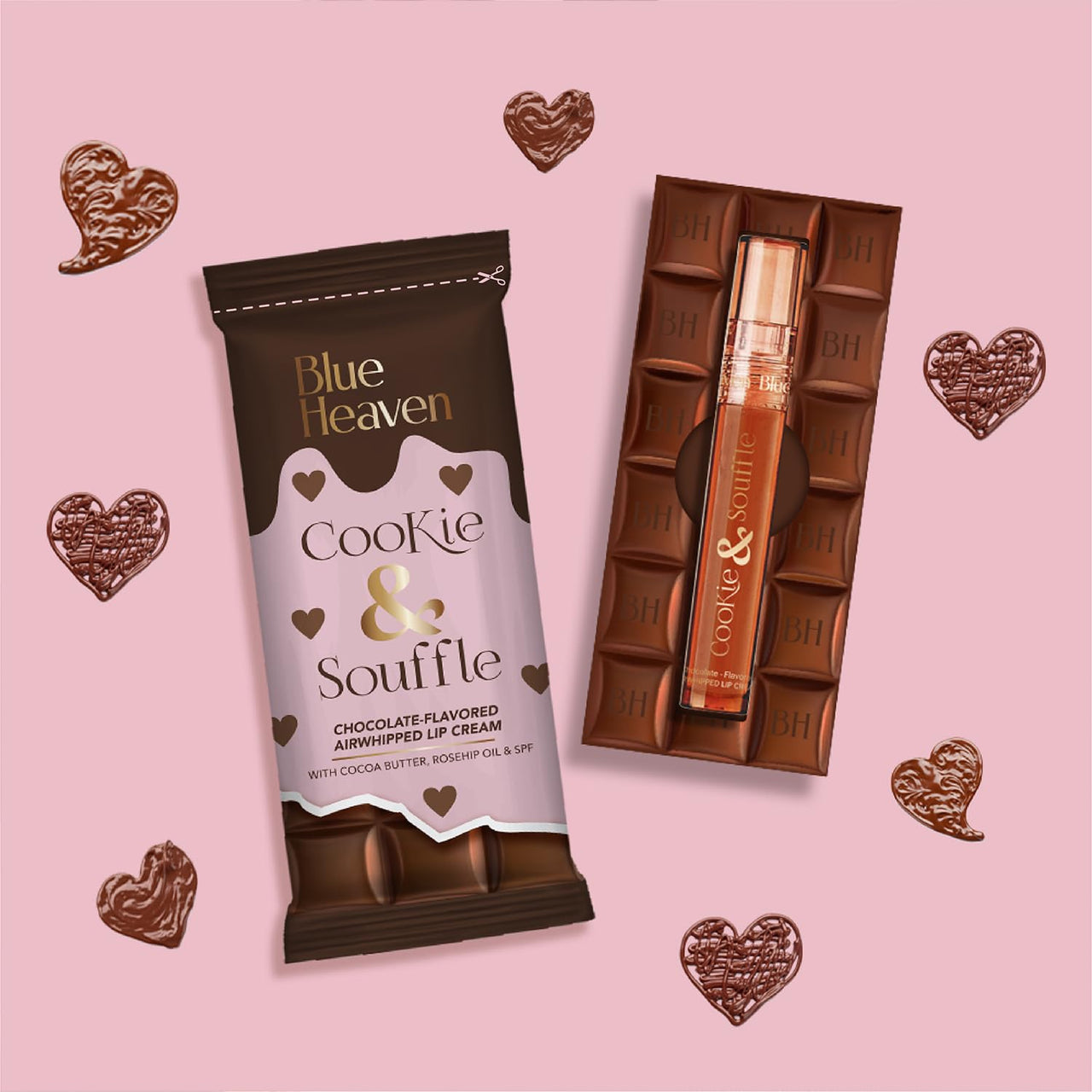 Blue Heaven Cookie & Souffle Matte Lipstick for Women, Long lasting Liquid lipstick, Enriched with Cocoa Butter & Rosehip Oil, Softening & Nourishing Lip color - Fudge Fantasy, 3.2ml