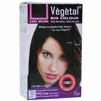 Vegetal Bio Hair Colour - Dark Brown 50g Achieve Natural, Ammonia-Free Hair Color PPD-Free, 100% Herbal Certified Organic for Men and Women UV Protection and Luster Maintenance Complete Kit