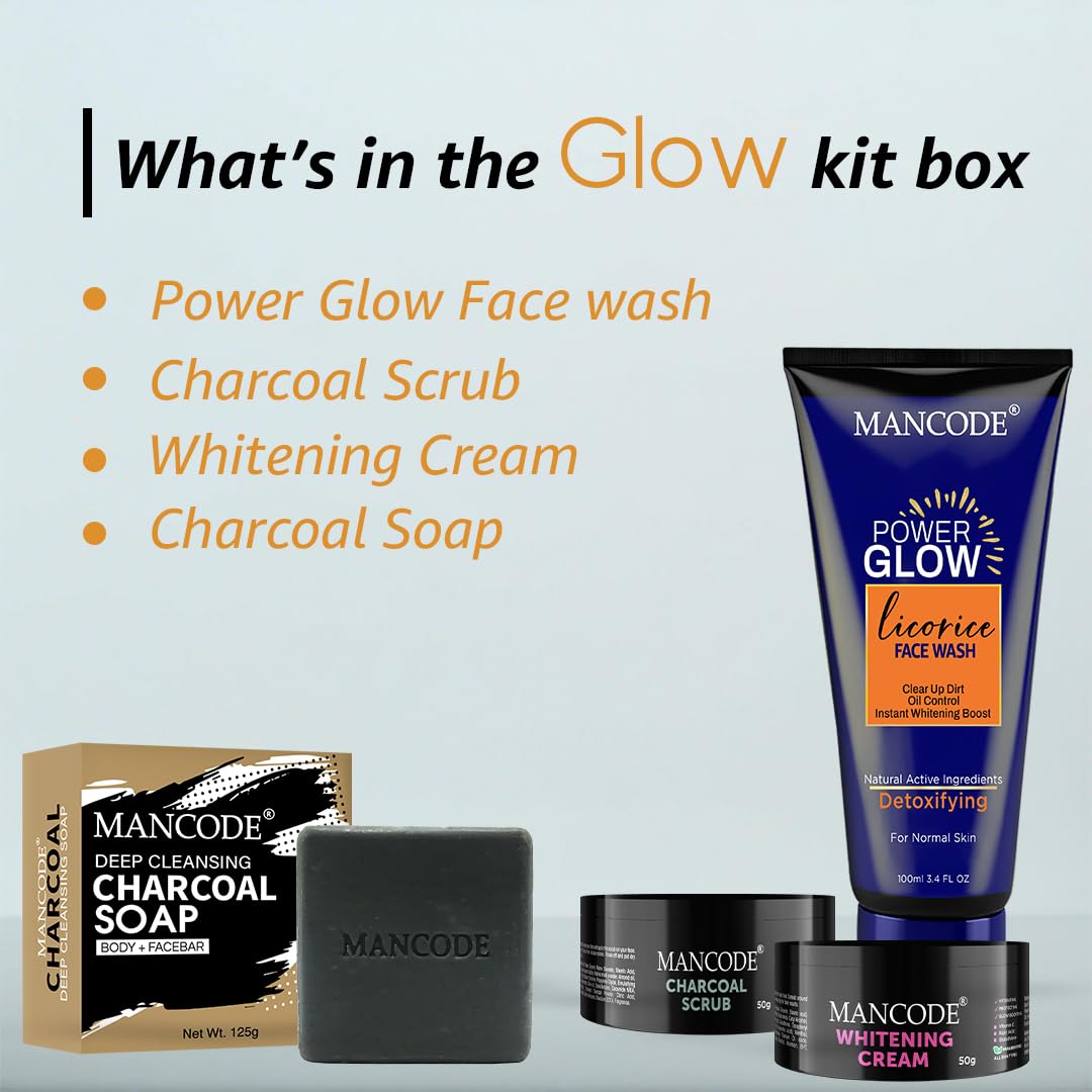 Mancode Skin Care Kit Gift Set- Brighten and Revitalize | Complete Skin Care Collection for Healthy, Radiant Skin | Perfect Gift for Men | Hydrates, Cleanses & Rejuvenates | Stylish Gift Box Pack of 4