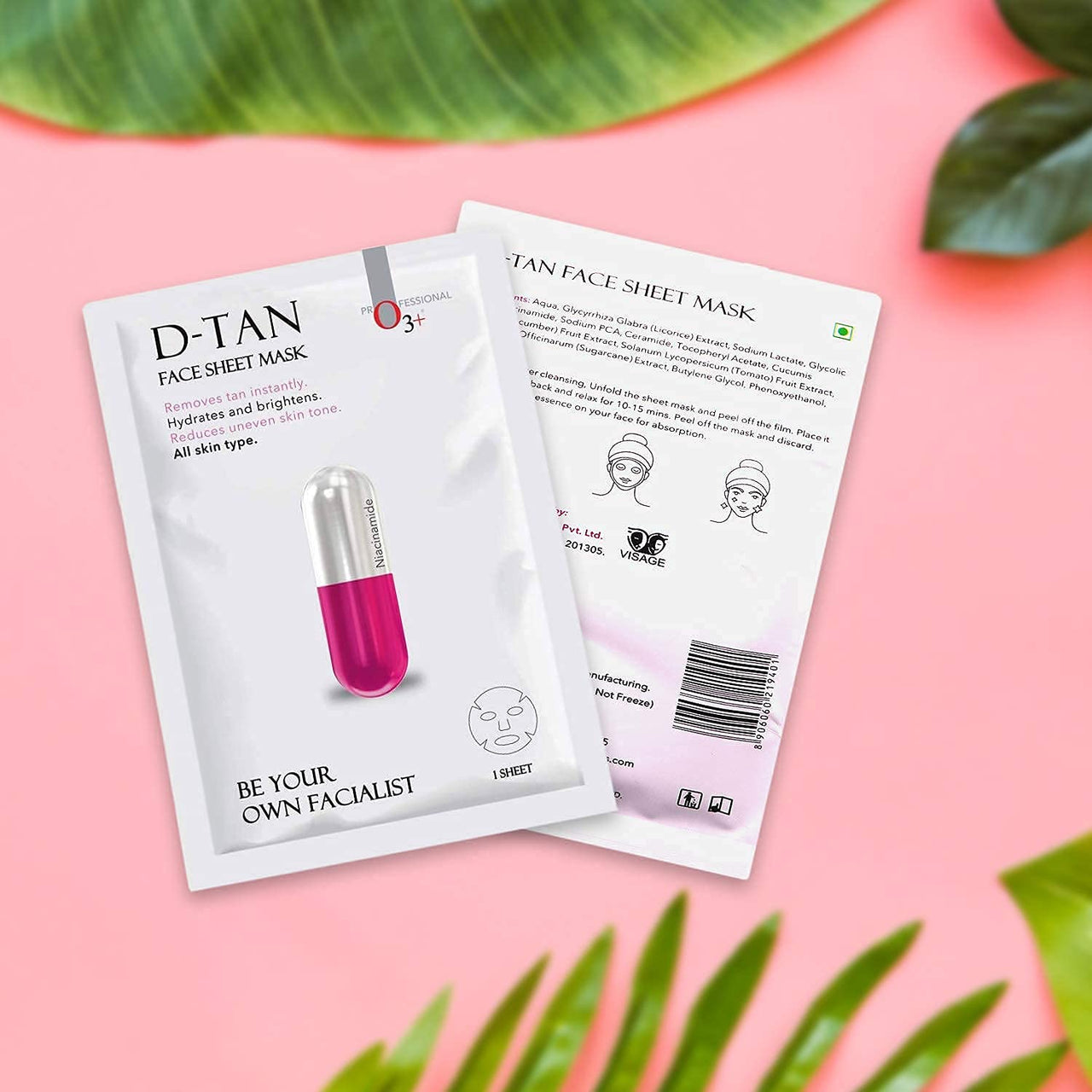 O3+ Facialist Dtan Face Sheet Mask With Niacinamide reduced dark spots, acne scars, and discoloration while giving ultimate brightening (30g)