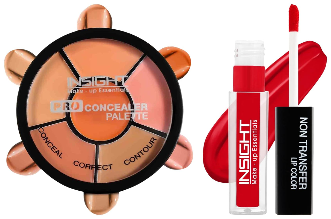 Insight Cosmetics Pro Concealer Palette-ConcealerConceal Correct Contour WaterProof (CR105-Concealer) Non Transfer Lip Color Matte Texture12Hrs Waterproof, 4ml(LG40-06)