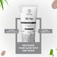 Likewise DE-Tan Face Wash With Tan Removal Formula For Glowing Skin | Face Wash For Dry, Oily, Acne Prone & Combination Skin | Face Wash For Men & Women | 100ml