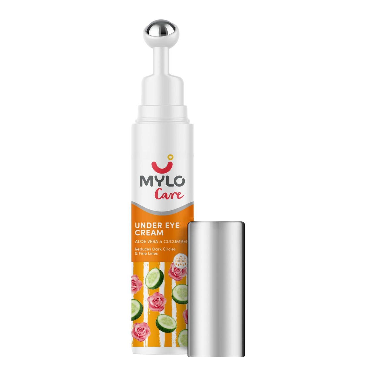 Mylo Care Under Eye Cream with Under Eye Roll-on with Easy to Apply Applicator, Relieves Puffiness & Fine Lines with Coffee, Aloe & Hyaluronic Acid Hydrates Under Eye Skin 15 gm