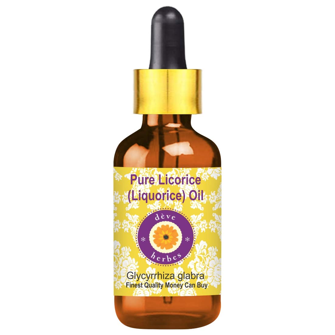 Deve Herbes Liquorice (Licorice) Oil (Glycyrrhiza glabra) with Glass Dropper | Infused | Pure | Non-Sticky | Lightweight | For Skin Blends | Botanical Extract | Men & Women | 15ml