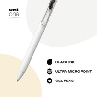 Uniball Gel Pen 12 Pack, 0.38mm Ultra Micro Black Ink, Smooth Writing Office Supplies White
