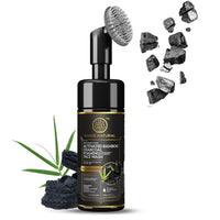 Khadi Natural Activated Bamboo Charcoal Foaming Face Wash With In- Built Face Brush | Anti-Pollution Face Wash| Face Wash for Removing Dead Skin Cells|Powered Botanics|150ml