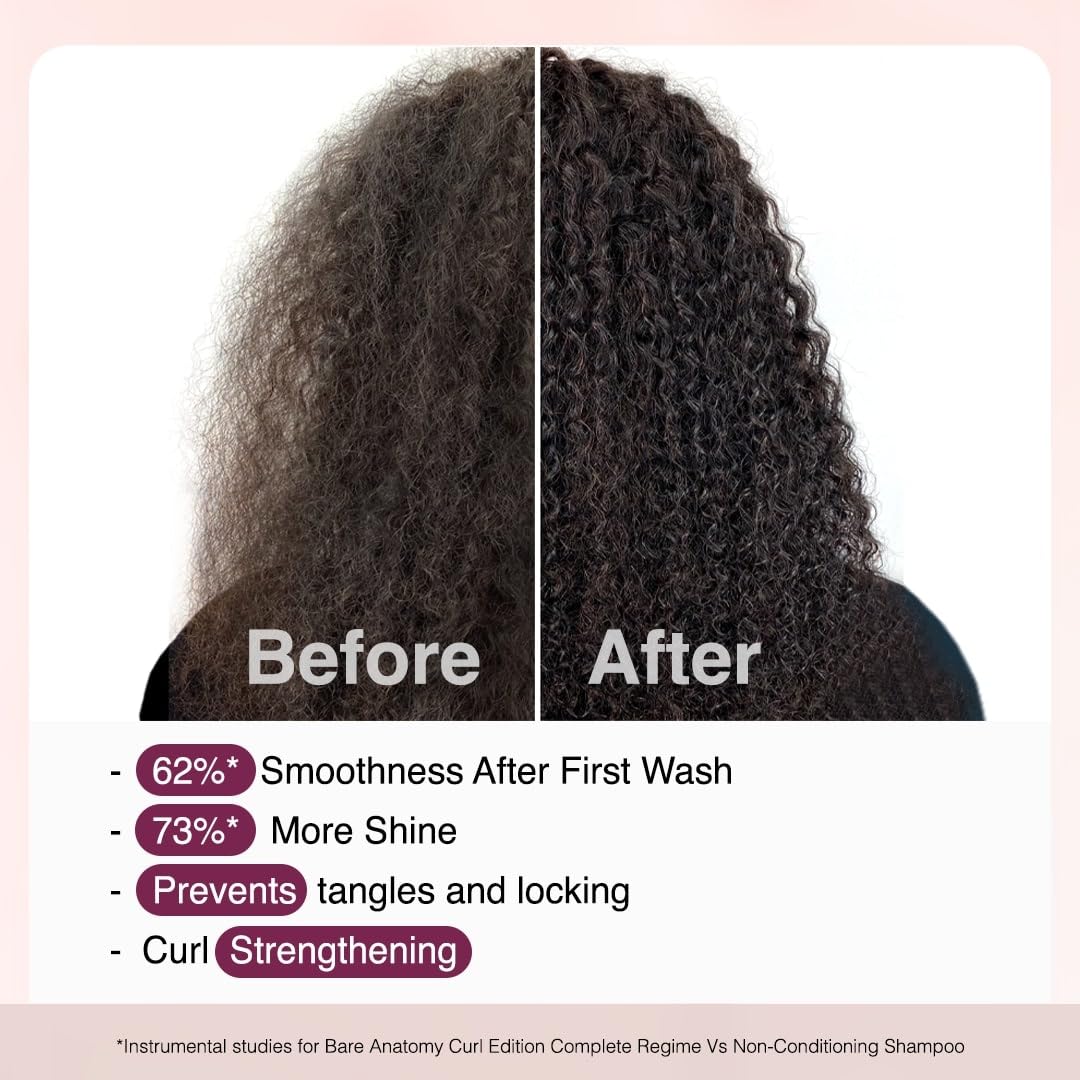 Bare Anatomy Curl Defining Shampoo + Curl Intensifying Leave In Conditioner Cream | Curl Retention & 2X Frizz Protection For 48 Hours | Sulphate & Paraben Free | Women & Men | 250 ml + 140ml