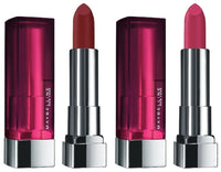 Maybelline New York Color Sensational Creamy Matte Lipstick, 696 Burgundy Blush, 3.9g and Maybelline New York Color Sensational Creamy Matte Lipstick, 680 Mesmerizing Magenta, 3.9g