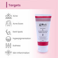 Globus Naturals Glycolic & 1% Salicylic Acid Herbal Anti Acne Face Gel, Enriched with Liquorice & Oats, Anti Acne & Oil Control, Reduces Dark spots & Hyperpigmentation,100 ml, Pack Of 1