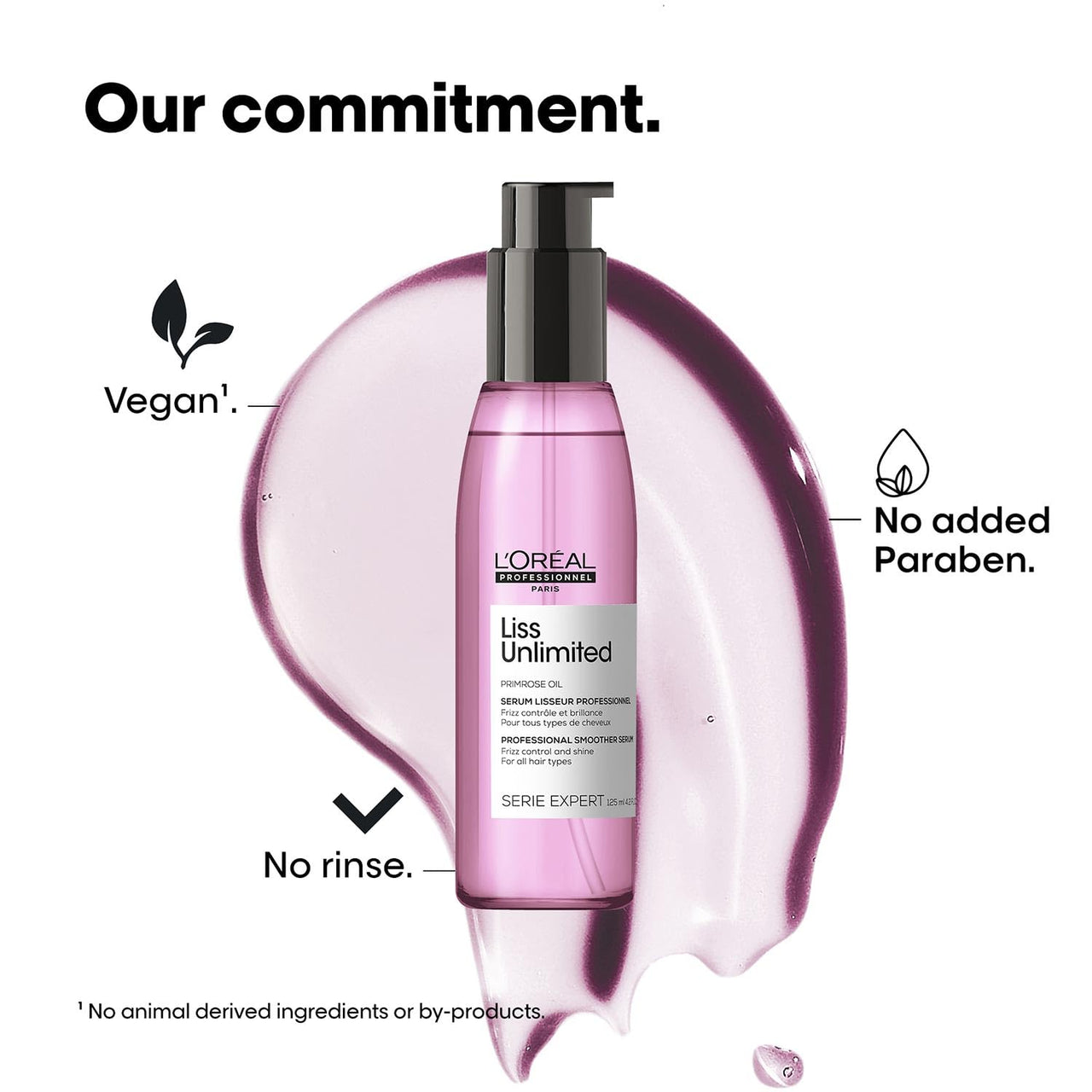 L'Oréal Professionnel Liss Unlimited Leave-In Hair Serum for Frizzy & Unruly Hair - 125ml | Intensive Smoothing Serum for Frizz-Control | Enriched with Primrose Oil | Increases Softness & Shine