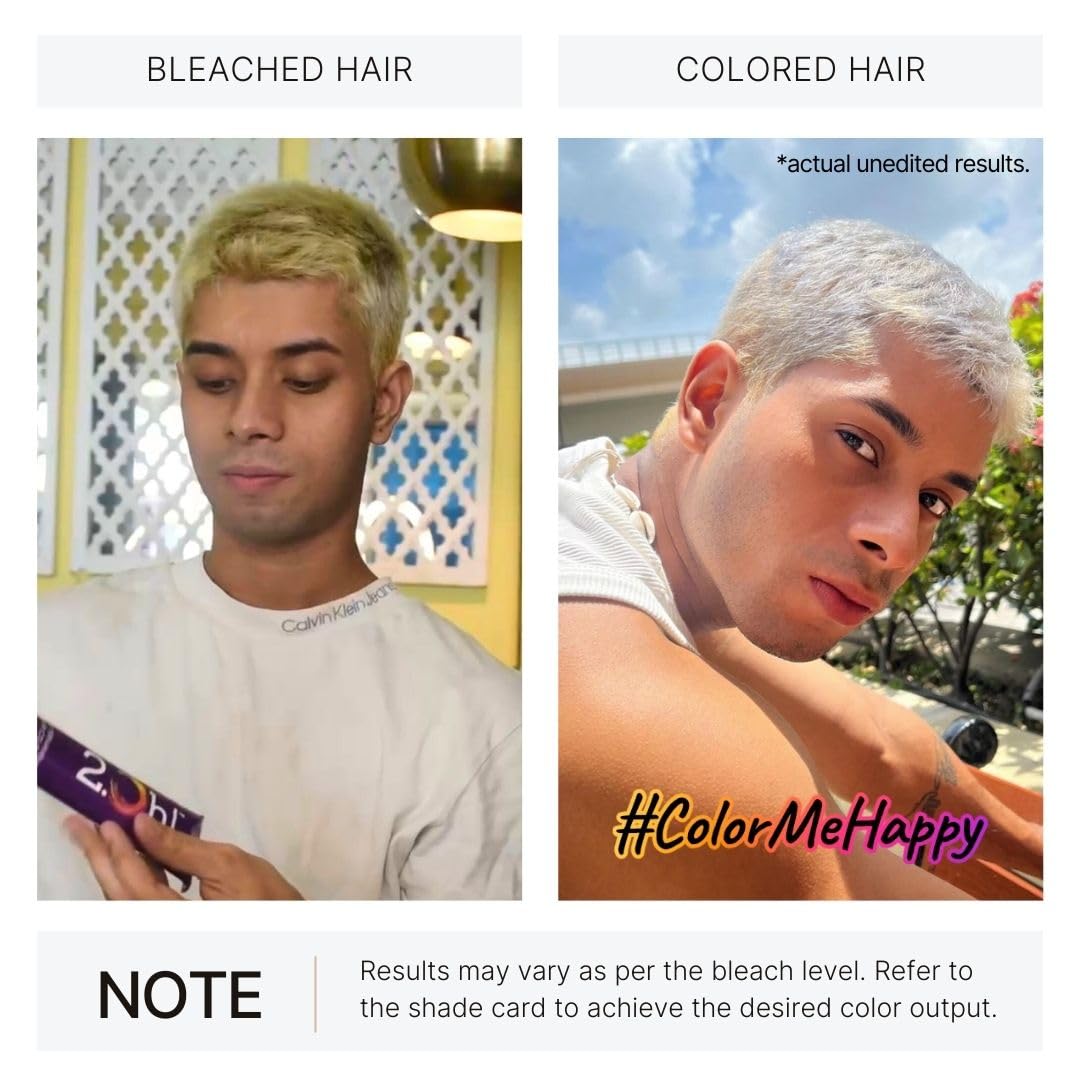2.Oh! Italian- Steel Grey Hair Color DIY Kit | Semi Permanent Hair Color + Hair Bleach for Hair Color | Hair Highlights for Women & Men | Hair Bleach with Plex & Argan oil| Lightening Kit