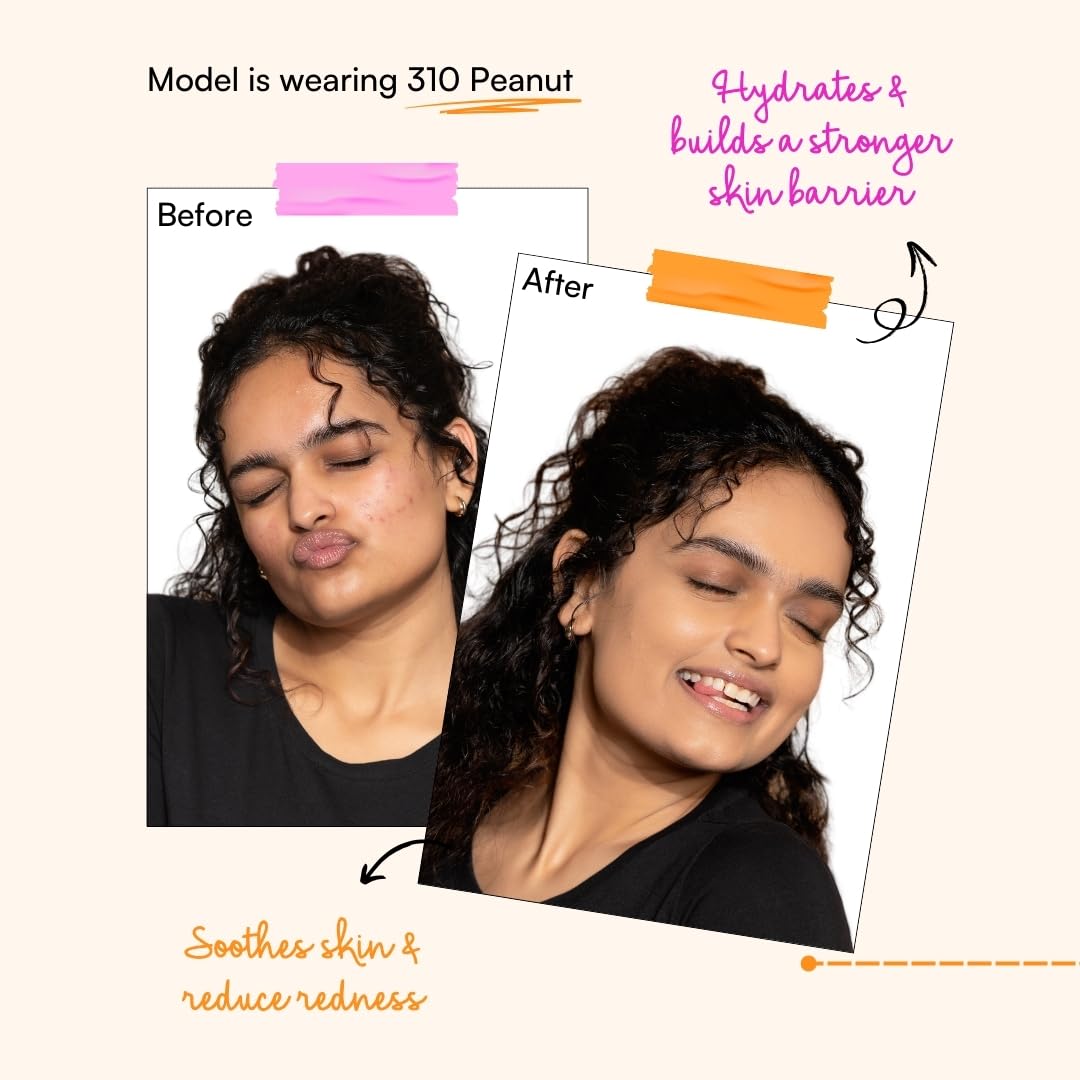 TYPE BEAUTY INC. Calm On Long Lasting Foundation with 12-Hr Wear | Soothing Oat & Amino Acids | Blendable Foundation For Makeup | Light Coverage for a Flawless Look | For Women - Peanut (310) | 20ml