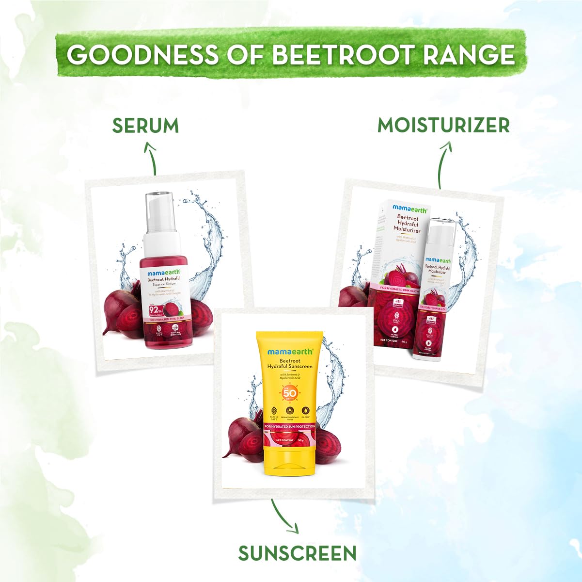 Mamaearth Beetroot Hydraful Sunscreen With Hyaluronic Acid - 50 g |SPF 50 & PA++++ | UVA & B Protection | Hydrates Skin | For Oily, Combination & Dry Skin | No white cast