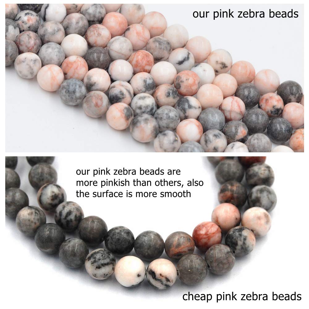 Asingeloo Pink Zebra Jasper Natural Gemstone Loose Beads 8mm Crystal Energy Stone Healing Power for Jewelry Making