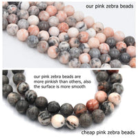 Asingeloo Pink Zebra Jasper Natural Gemstone Loose Beads 8mm Crystal Energy Stone Healing Power for Jewelry Making
