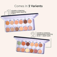 C2P Pro Dermashield Must Have 12-in-1 Concealer Color Corrector Palette | Cream-Based Foundation & Contour | Neutralizes Redness, Dark Circles & Blemishes | High Coverage, Ideal for Oily Skin | 42g
