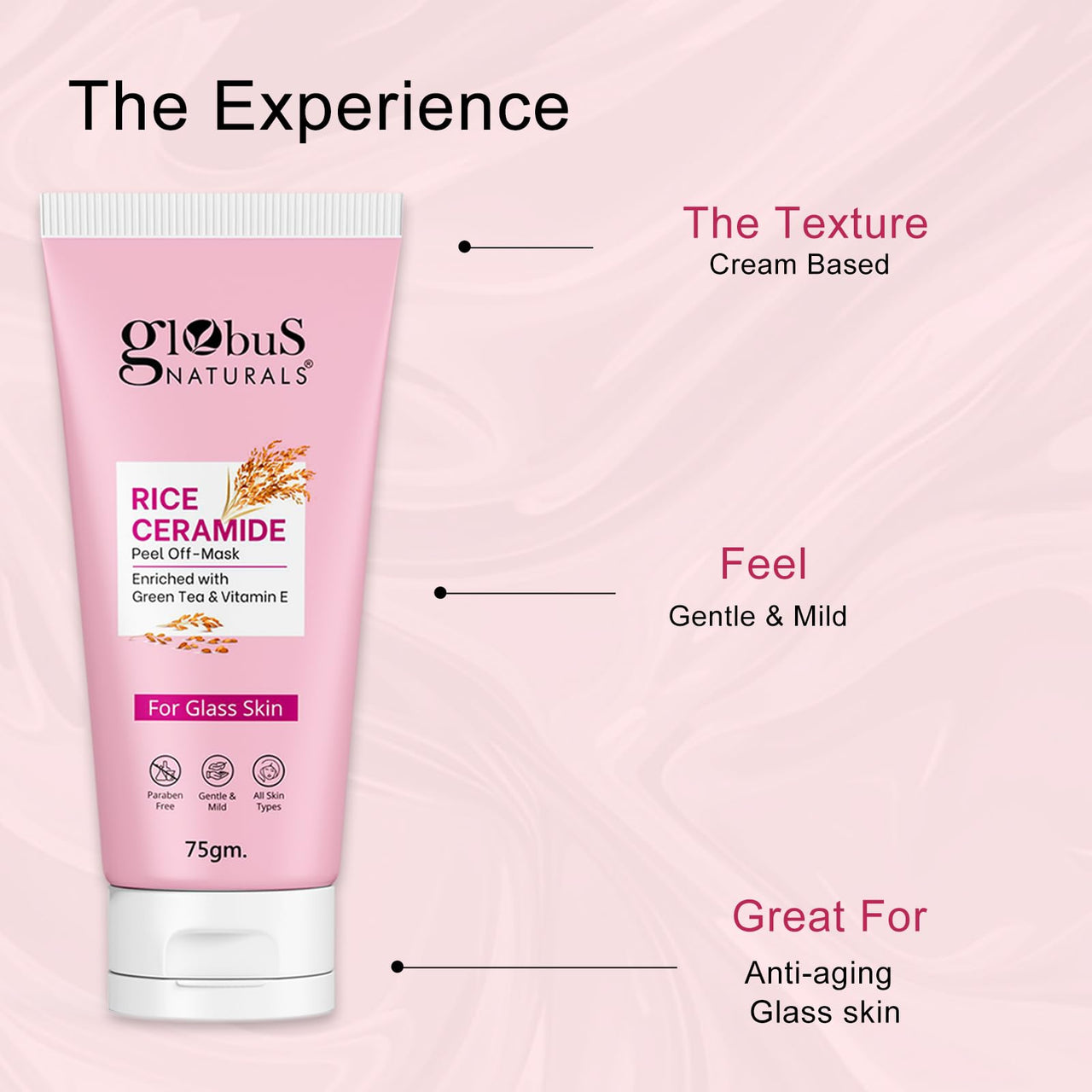 Globus Naturals Revival Rice Ceramide Valentine Love Gift Box, For Korean Glass Skin, Set of 6 Face Wash 75gm, Cream 50gm, Scrub 50gm, Peel off Mask 75gm, Serum 30ml, Toner 100ml
