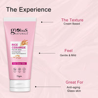 Globus Naturals Revival Rice Ceramide Valentine Love Gift Box, For Korean Glass Skin, Set of 6 Face Wash 75gm, Cream 50gm, Scrub 50gm, Peel off Mask 75gm, Serum 30ml, Toner 100ml