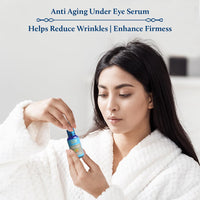 Blue Nectar Under Eye Serum with Plant Based Niacinamide from Potato Starch Papaya Dark Circles Serum with Advance Skin Firming Brightening Form (17 Herbs, 30ml)