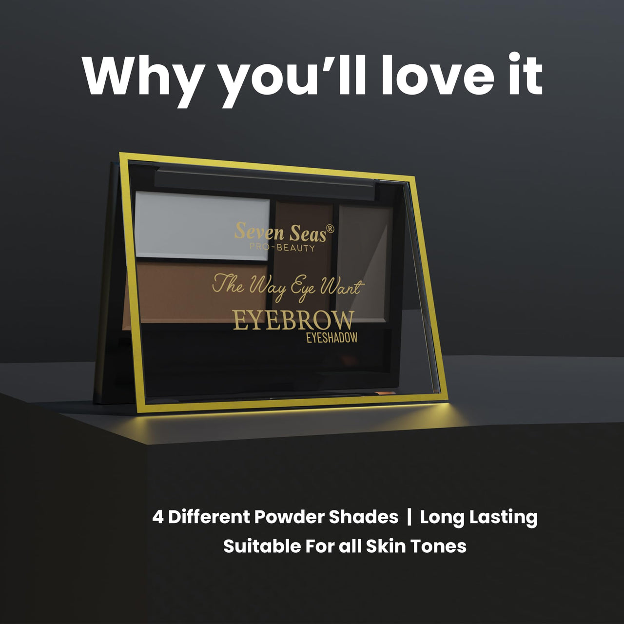 Seven Seas The Way Eye Want Eyebrow Palette | Travel Friendly | Easily Blendable | With Dual Ended Eyebrow Brush and Sponge (Shade-02, 11.5g)