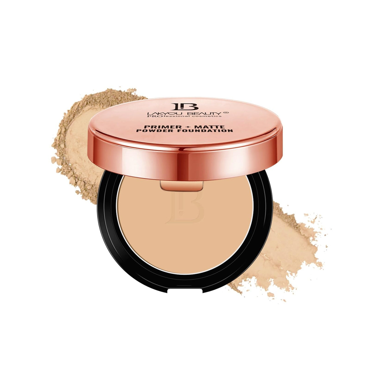 LAKYOU BEAUTY Prime + Matte Compact Powder Shade - 30gm | Prime & Set With Smooth Matte Finish (06(Pure Beige))