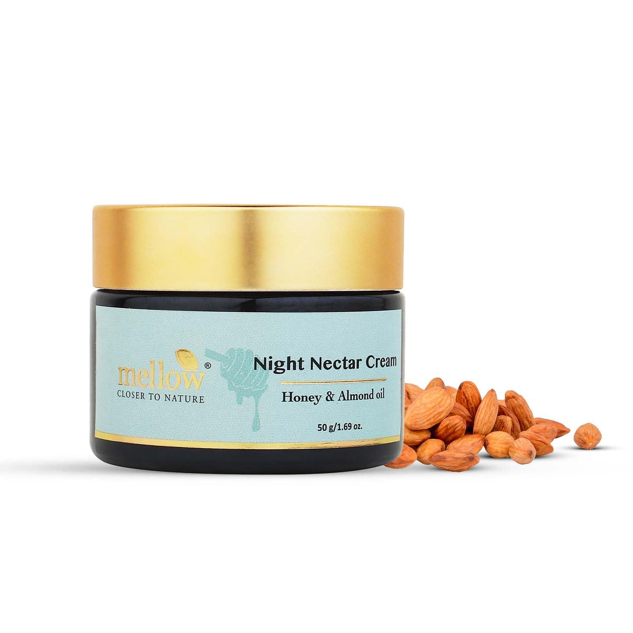 Mellow Herbal Night Nectar Cream | Ayurvedic Night Cream for Brightening, Hydration & Skin Repair | Enriched with Almond, Honey & Aloe Vera | Sulphate & Paraben-Free | All Skin Types | 50g