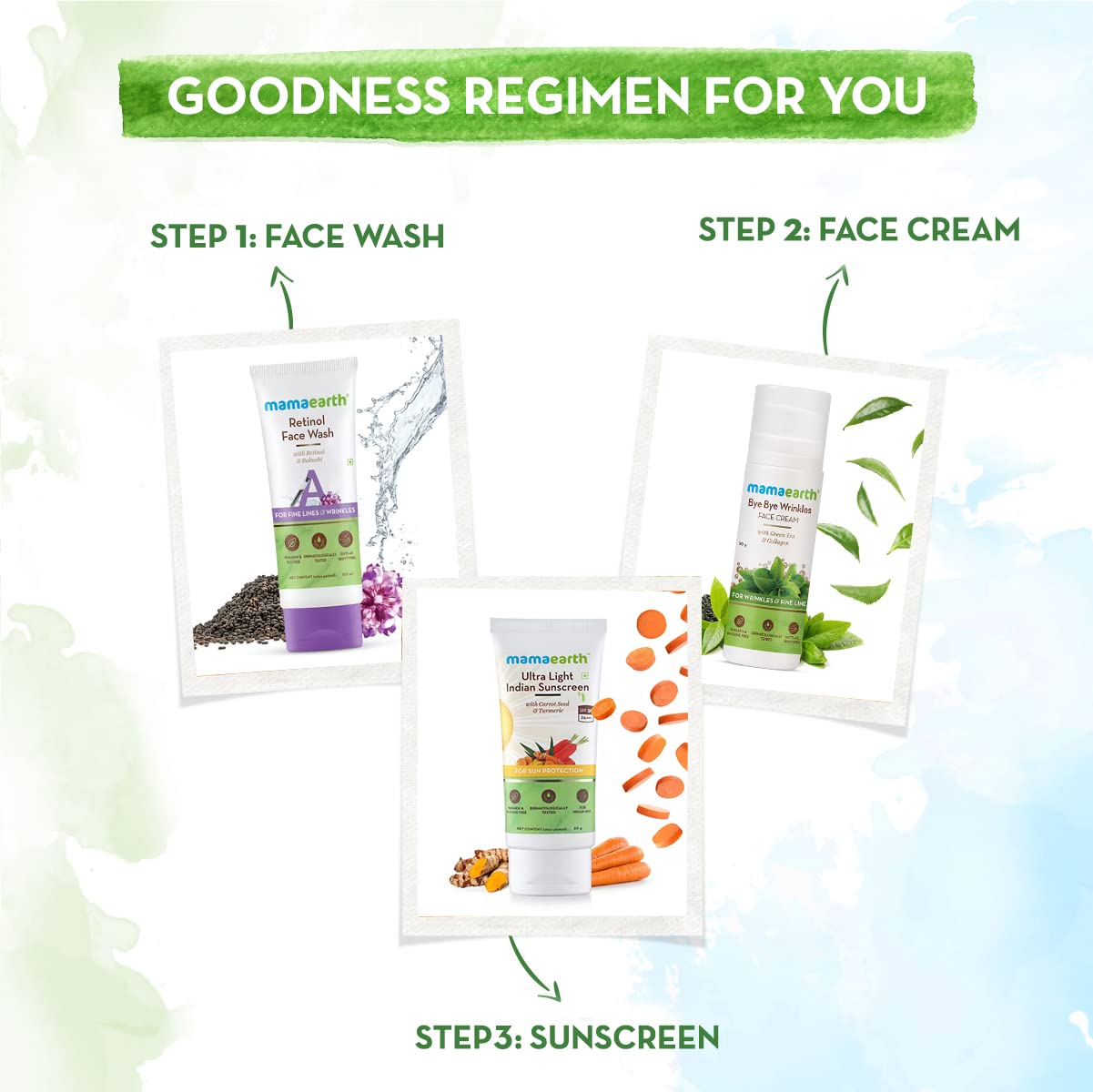 Mamaearth Bye Bye Face Cream For Women Anti Ageing, For Fine Line & Wrinkles, with Green Tea & Collagen - 30 g