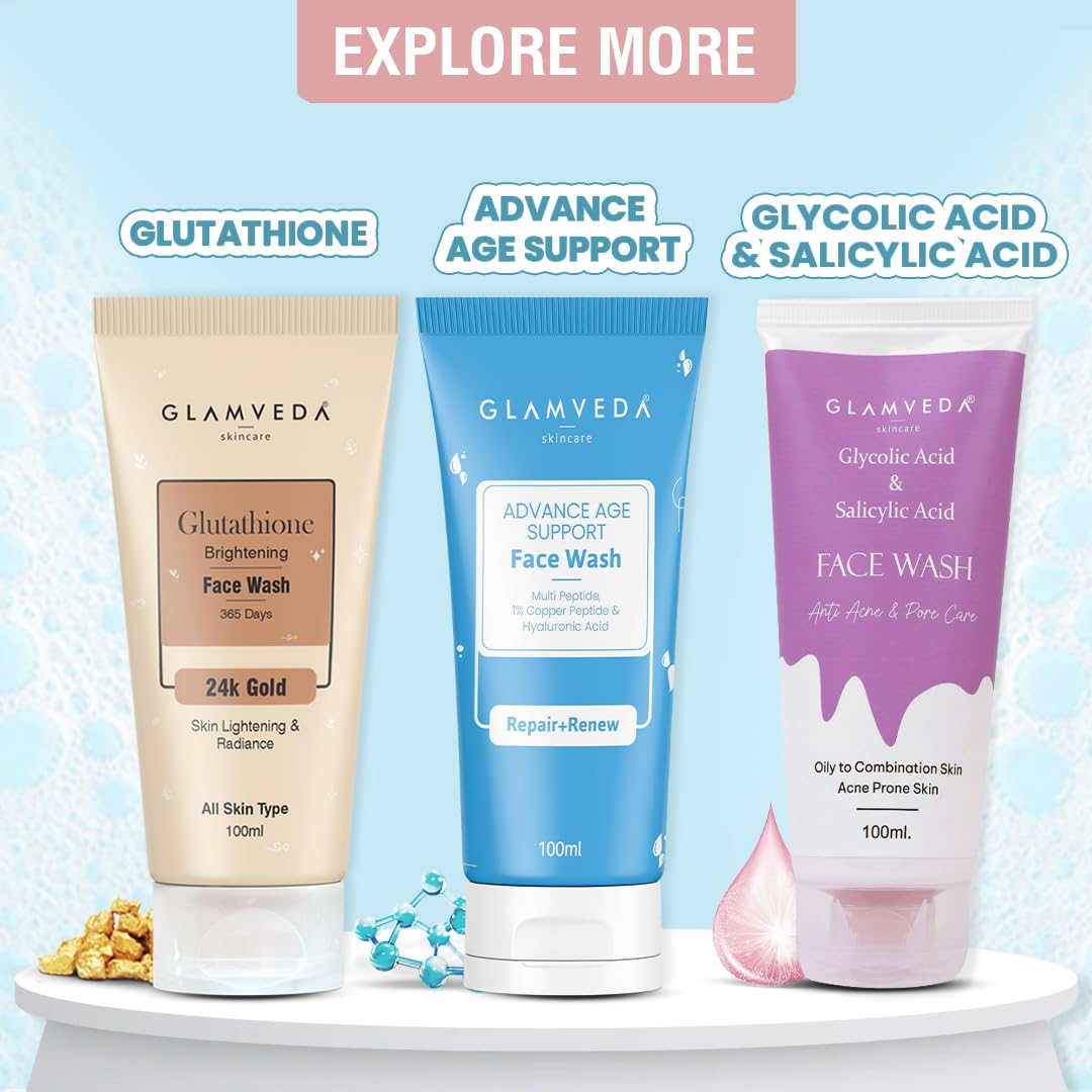 Glamveda Rice & Ceramide Korean Glass Glow Face Wash | For Dry, Sensitive & Combination skin types | Improves skin barrier | No Paraben, SLS | 100ml