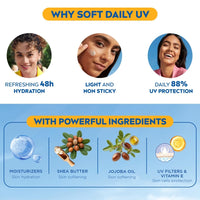 NIVEA Soft Daily UV Light Moisturising Cream with SPF-15, Vitamin E, Shea butter and Jojoba oil | Light Weight & Non Greasy | 48 H Hydration| UV Protection | All Skin types |100ml